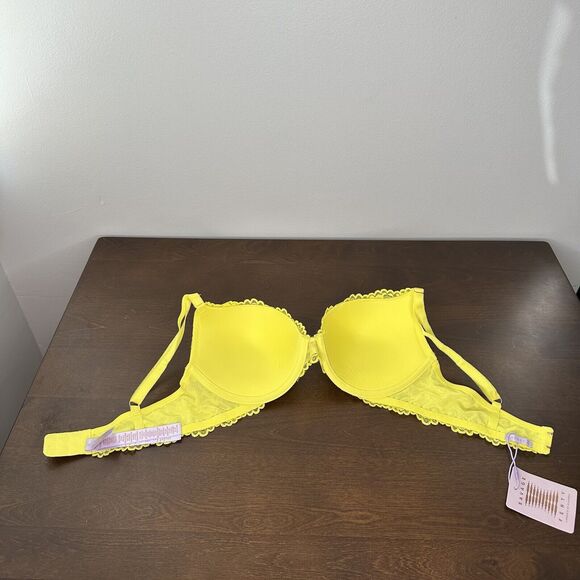 Savage X Fenty Women Size 36D D Bra Floral Lace Push Up Yellow Neon Y2K Brat - Picture 12 of 15